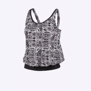 Women. Tankini Blouse Top C-Cup - 10 Sort/Hvid